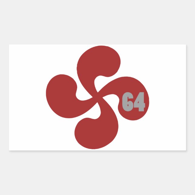 Adesivo Retangular Cruz basca vermelha 64 Lauburu (Frente)