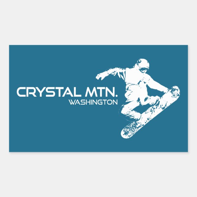 Adesivo Retangular Crystal Mountain Washington Snowboarder (Frente)