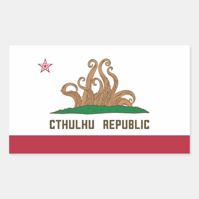 Adesivo Retangular Cthulhu República da Califórnia Flag Lovecraft (Frente)