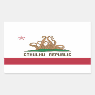 Adesivo Retangular Cthulhu República da Califórnia Flag Lovecraft