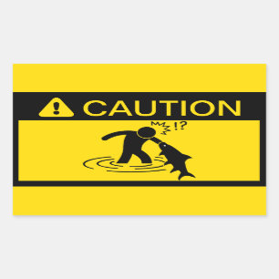 Adesivo Retangular Cuidado: Atacando Peixe