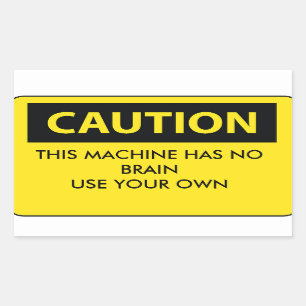 Adesivo Retangular CUIDADO: capacete de segurança engraçado da