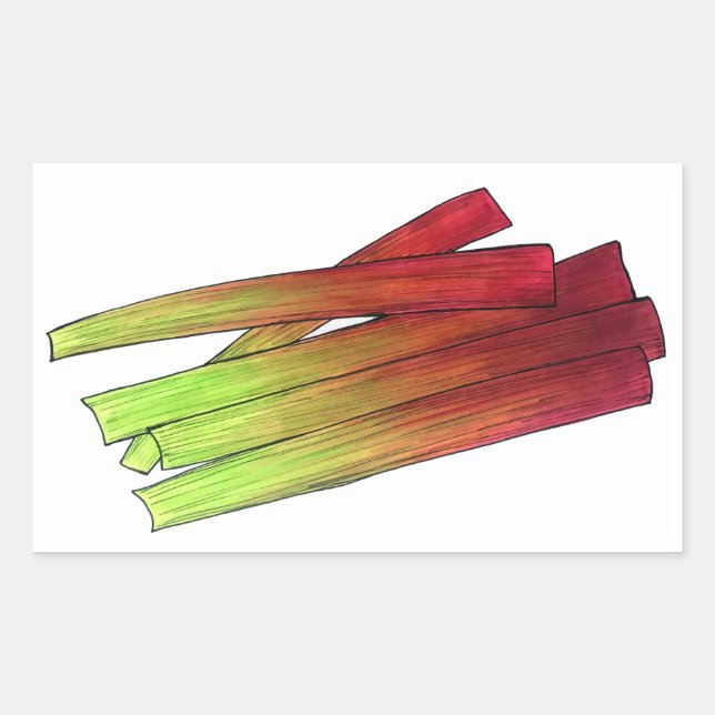 Adesivo Retangular Culinária Rhubarb Stalks Vegetais Comida Jardim Ve (Frente)