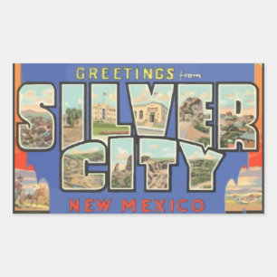 Adesivo Retangular Cumprimentos da cidade de prata New mexico,