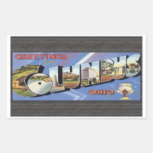 Adesivo Retangular Cumprimentos de Columbo Ohio, vintage