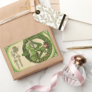 Adesivo Retangular Cumprimentos do dia de St Patrick do vintage,