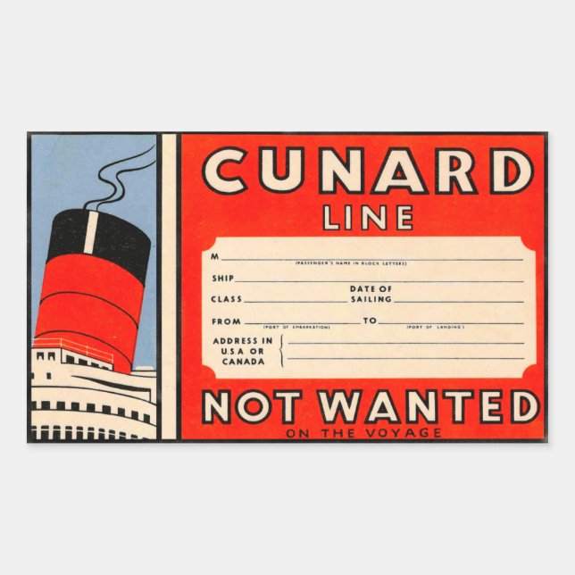 Adesivo Retangular CUNARD Line (Frente)