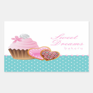 Adesivo Retangular Cupcake de Cookie Vinheta com Ponta Azul
