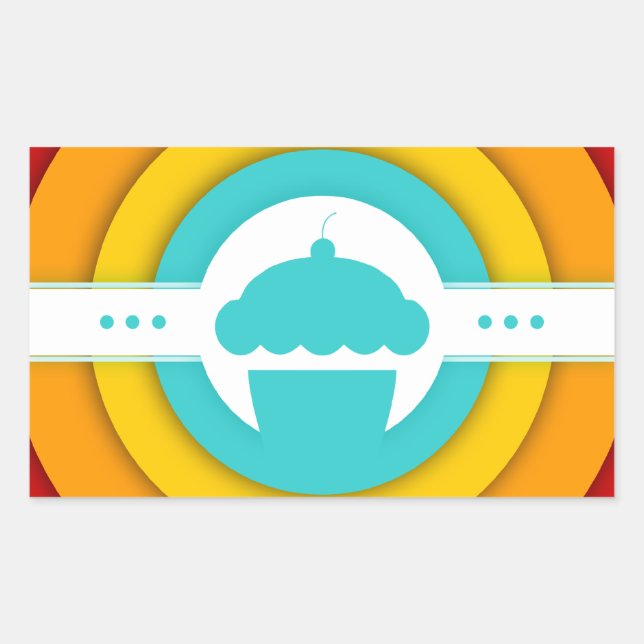 Adesivo Retangular cupcake retrô (Frente)