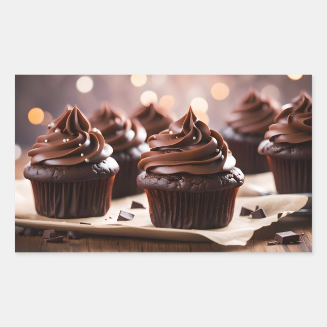 Adesivo Retangular Cupcakes de chocolate (Frente)
