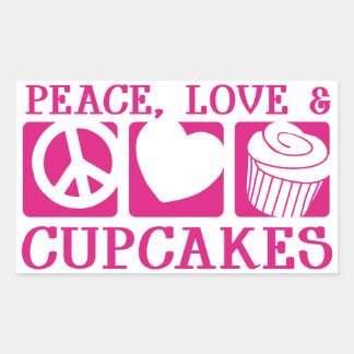 Adesivo Retangular Cupcakes de Paz e Amor