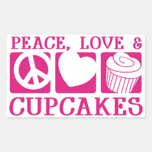 Adesivo Retangular Cupcakes do amor da paz