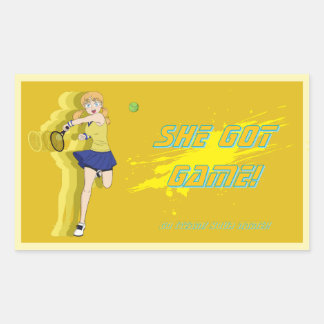 Adesivo Retangular Custom Female Tennis Player Sticker