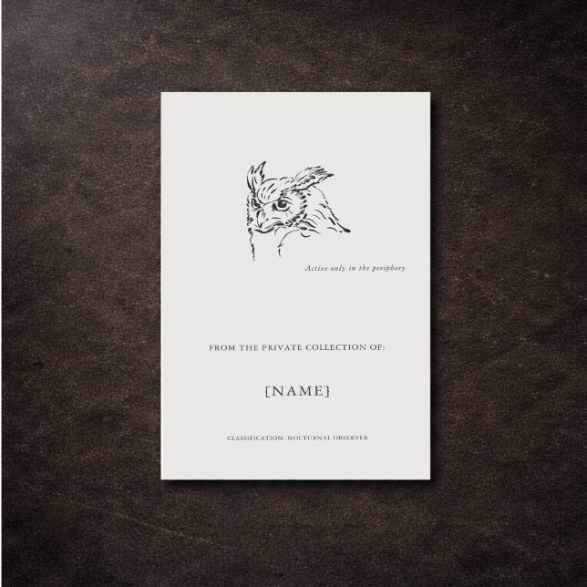 Adesivo Retangular Custom Owl Ex Libris| Dark Academia  (Criador carregado)