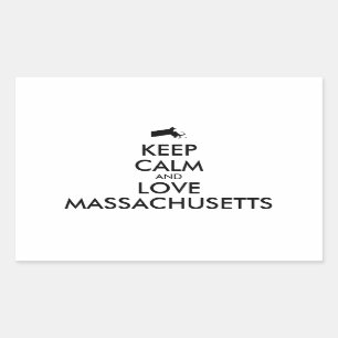 Adesivo Retangular Customizable KEEP CALM and LOVE MASSACHUSETTS