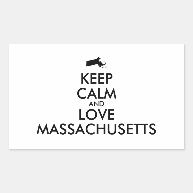 Adesivo Retangular Customizável MANTENHA A CALMA e AME MASSACHUSETTS (Frente)