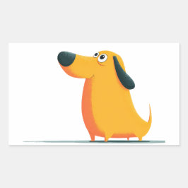 Adesivo Retangular Cute Cartoon Dachshund Illustration – Funny Sausag
