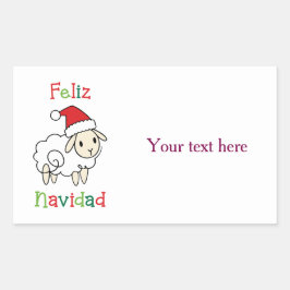 Adesivo Retangular Cute Christmas Sheep – Feliz Navidad
