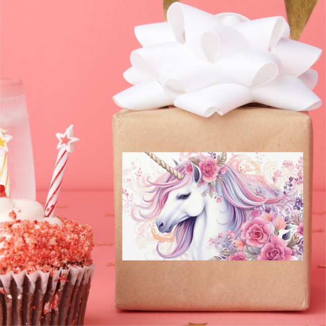 Adesivo Retangular Cute Magical Unicorn (Festa)