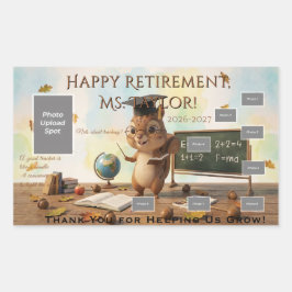 Adesivo Retangular Cute Squirrel Teacher Retirement Sticker Sheet 202