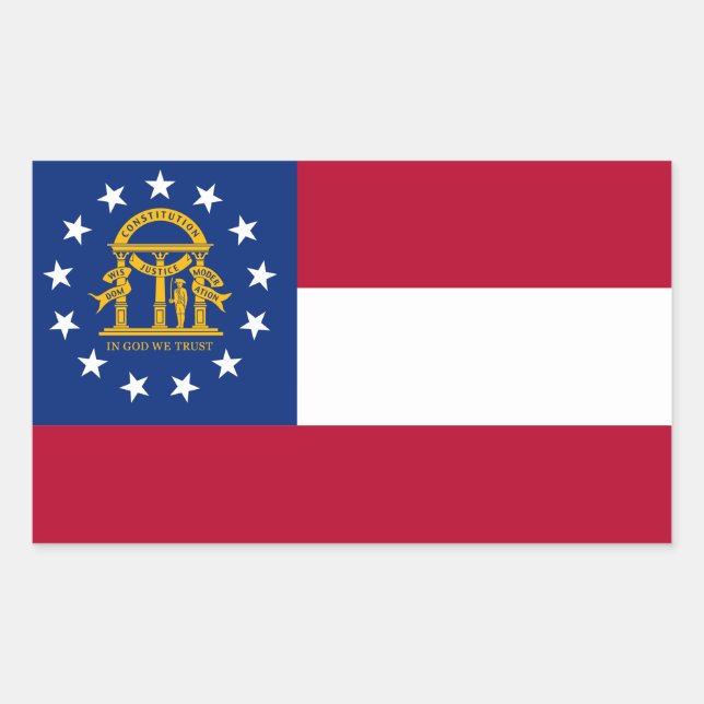 Adesivo Retangular da Bandeira da Geórgia (Frente)