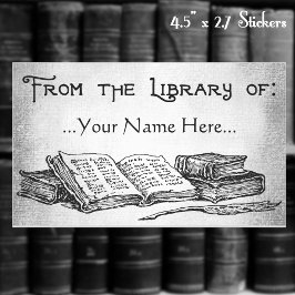 Adesivo Retangular Da Biblioteca do Livro Personalizado do Pacote de