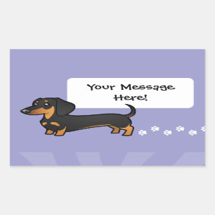 Adesivo Retangular Dachshund dos desenhos animados (alise o casaco)