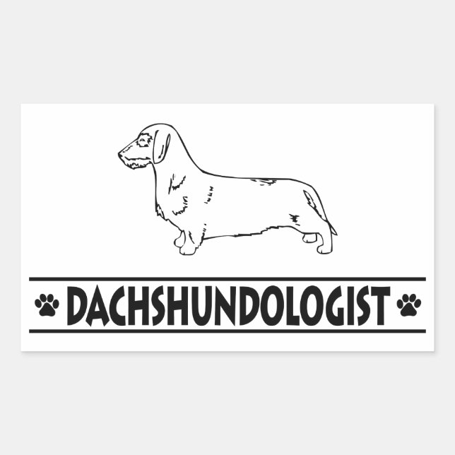 Adesivo Retangular Dachshund Humorístico de Pelo Duro (Frente)