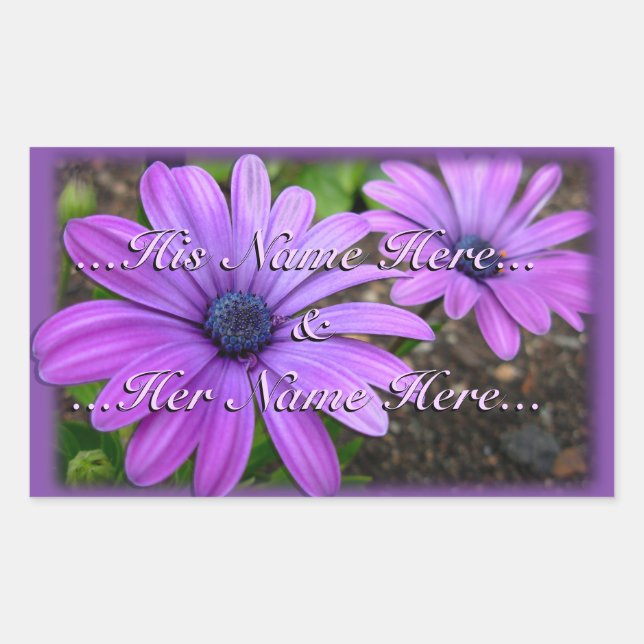 Adesivo Retangular Daisy Stickers Personalizados Púrpura Daisy Sticke (Frente)