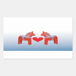 Adesivo Retangular Dala Horse Twin Scandinavian Folk Art with Heart