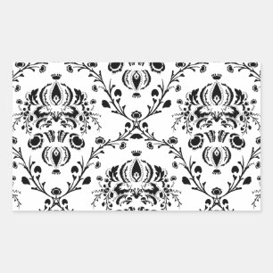 Adesivo Retangular Damasco branco e preto