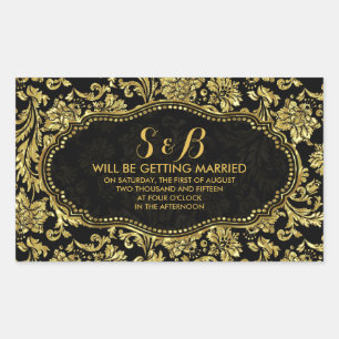 Adesivo Retangular Damasco Dourado Preto E Metálico 3a Padrão