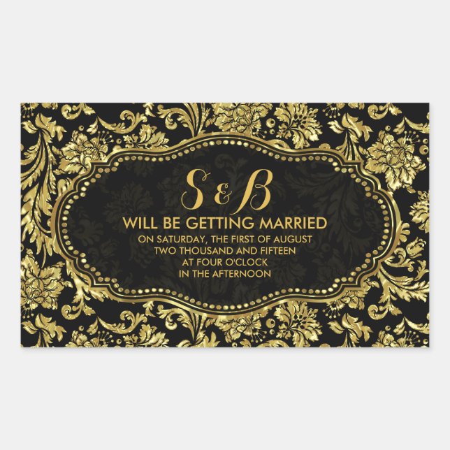 Adesivo Retangular Damasco Dourado Preto E Metálico 3a Padrão (Frente)