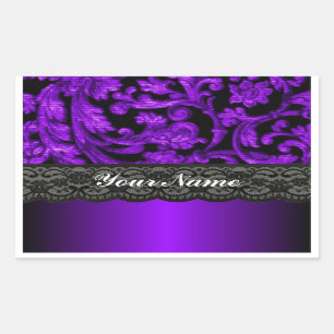 Adesivo Retangular Damasco preto e roxo