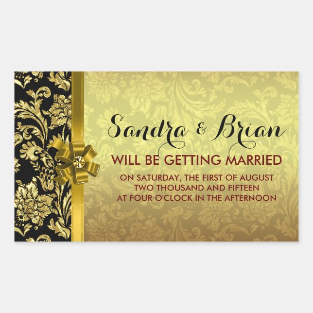 Adesivo Retangular Damascos Dourados Elegantes e Metálicos (Frente)