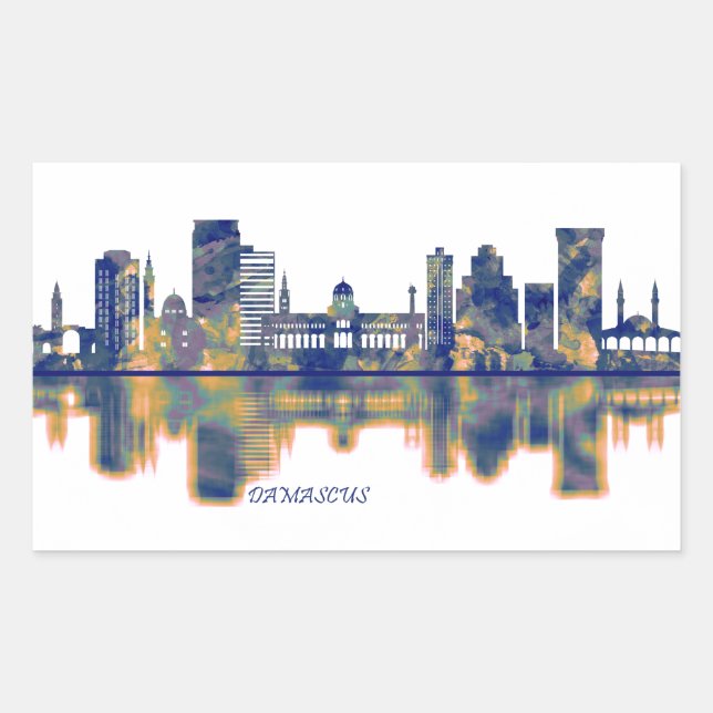 Adesivo Retangular Damascus Skyline (Frente)