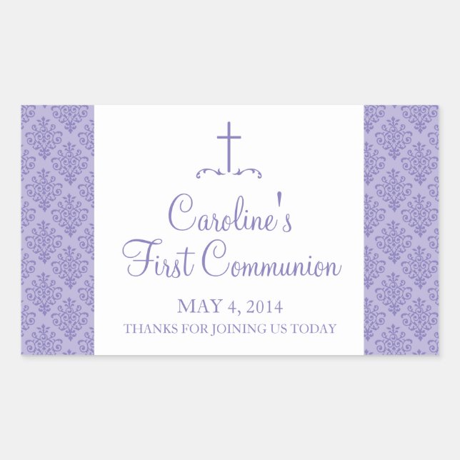 Adesivo Retangular Damask Cross First Communtion (Frente)