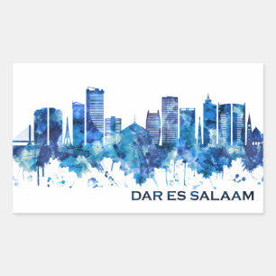 Adesivo Retangular Dar es Salaam Tanzânia Skyline Blue