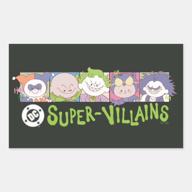 Adesivo Retangular DC Super-Villains Cartoon Lineup (Frente)