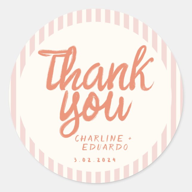 Adesivo Retangular de Casamento com Escrita Manual (Frente)