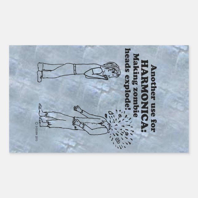 Adesivo Retangular de Explosão Zombie Harmonica (Frente)