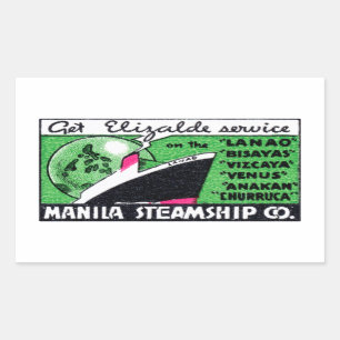 Adesivo Retangular De Manila empresa 1930 de navio a vapor
