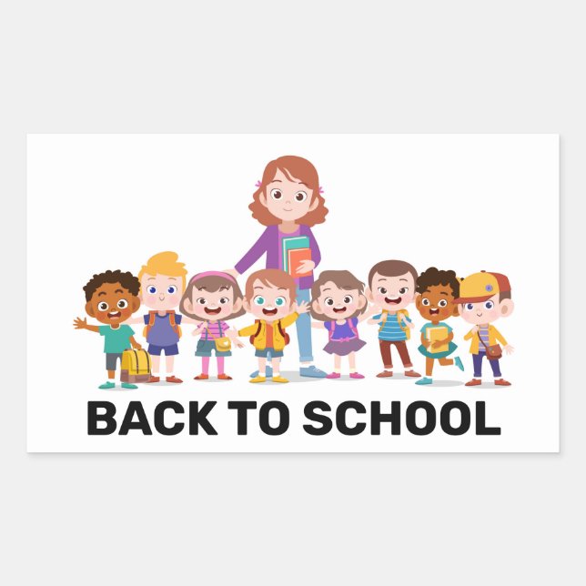 Adesivo Retangular De volta às crianças da escola (Frente)