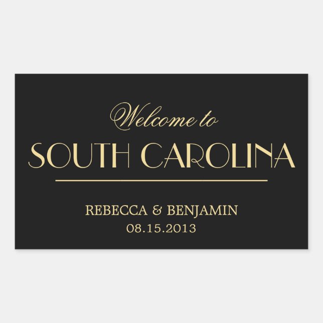 Adesivo Retangular Decadente Casamento elegante de chic black Welcome (Frente)