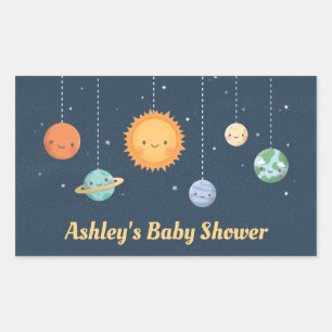 Adesivo Retangular Decoração de Chuveiro de Bebê Espaço Sol e Planeta