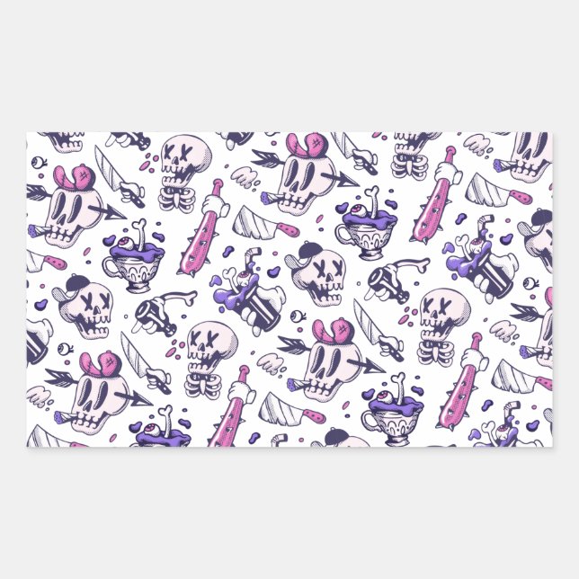 Adesivo Retangular decoração de padrões de Halloween (Frente)