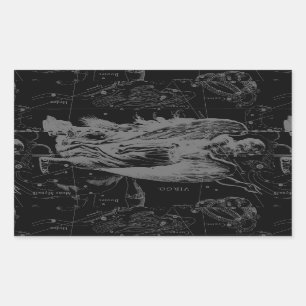 Adesivo Retangular Decoração preta de Hevelius da constelação do