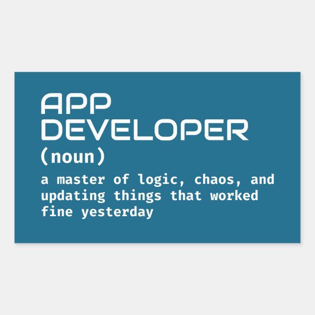 Adesivo Retangular Definição de Geek do Programador de Aplicações (Frente)