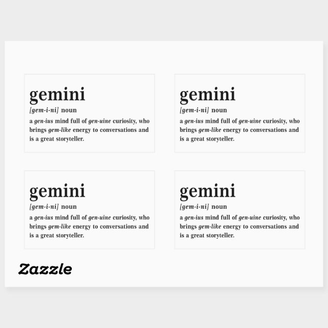 Adesivo Retangular Definição Estética de Gêmeos Presente de Astrologi (Folha)