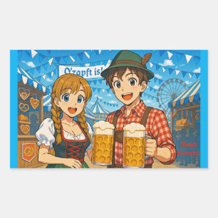 Adesivo Retangular Degustação de cerveja durante o Oktoberfest em Mun